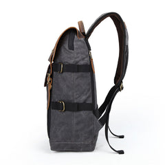 Professional Retro Batik Canvas Camera Backpack — Waterproof Anti-Theft SLR Photography Bag — Large Capacity Laptop & Drone Case with Genuine Leather Accents