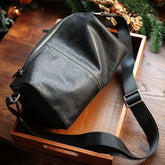 Handcrafted Vegetable-Tanned Leather Messenger - Luxury Soft Cowhide Shoulder Sling & Urban Pillow Crossbody for Men