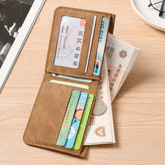 Vintage Men’s Bifold Wallet - Slim Matte Vegan Leather Multi-Card Slot Business Purse for Students & Professionals