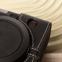 Handmade First-Layer Cowhide Case — Professional Genuine Leather Half Case for Canon EOS R50 — Retro Protective Base with Quick Access