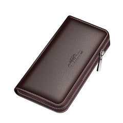 Trendy Men’s Leather Clutch - Large Capacity Zippered Travel Wallet & Business Organizer Bag with Wristlet for Young Professionals