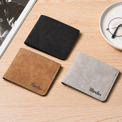 Vintage Men’s Bifold Wallet - Slim Matte Vegan Leather Multi-Card Slot Business Purse for Students & Professionals