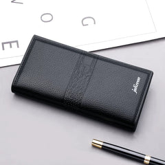 Men’s Long Leather Wallet - Large Capacity Zippered Phone Clutch & Multi-Card Organizer - Personalized Soft Leather Wallet with Secure Button Closure