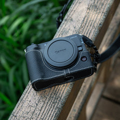 Handmade First-Layer Cowhide Case — Professional Genuine Leather Half Case for Canon EOS R50 — Retro Protective Base with Quick Access