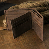 Full Grain Leather Men's Bifold Wallet Slim Horizontal Card Organizer Vintage Style Pocket Wallet