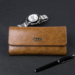 RFID Blocking Men's Long Wallet Slim Card Organizer Premium Textured Leather Travel Clutch for Business & Daily Use