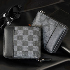 Minimalist Men's Bifold Wallet: Slim Multi-Card Organizer with Zippered Coin Pocket & Modern Matte Finish