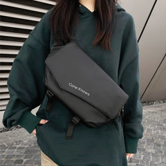 Waterproof Tech Sling Bag with Magnetic Buckle Minimalist Crossbody Chest Pack Slim Tactical Shoulder Bag for Men and Women