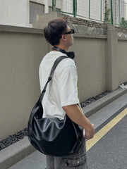 Minimalist Soft Leather Slouchy Hobo Bag Large Capacity Dumpling Tote Versatile Crossbody Shoulder Bag for Men and Women