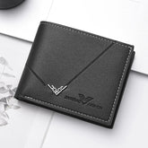 Slim Men's Bifold Wallet - Vintage Embossed Lettering & Genuine Leather Texture - Multi-Card Casual Billfold with Coin Pocket for Students & Minimalists