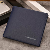 Slim Men's Bifold Wallet Cross-Grain Textured Card Organizer Minimalist Modern Pocket Wallet for Daily Use