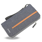 Men's Urban Canvas Long Zipper Clutch - Multi-Functional Smartphone Wallet & High-Capacity Card Organizer - Durable Casual Travel Handbag