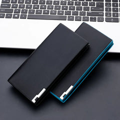 Men'S Wallet, Long Wallet With Rim, Korean Style Men'S Multi-Card Slot Ticket Holder That Can Hold Mobile Phone, Thickened Clutch