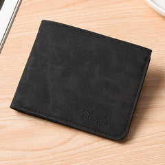 Vintage Men’s Bifold Wallet - Slim Matte Vegan Leather Multi-Card Slot Business Purse for Students & Professionals
