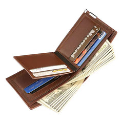Carrken Elite Men's Short Wallet: Minimalist Multi-Functional Bifold with High-Capacity Card Slots for Students & Business