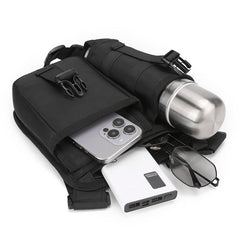 Water-Resistant Men's Crossbody Sling Bag - Compact Outdoor Shoulder Pack with Water Bottle Holder and Phone Pocket for Travel and Sports