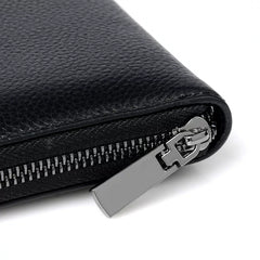 Trendy Men’s Leather Clutch - Large Capacity Zippered Travel Wallet & Business Organizer Bag with Wristlet for Young Professionals