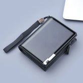 Men’s RFID-Blocking Trifold Wallet - Large Capacity Zippered Coin Pocket & Multi-Card Organizer - Slim Folding Canvas & Leather Short Clip