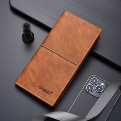 Executive Slim Men's Long Wallet Large Capacity Card Organizer Premium Textured Business Clutch Portfolio