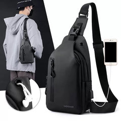 Water-Resistant Nylon Sling Bag - Korean-Style Multifunctional Chest Rig & Urban Messenger for Men