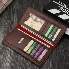 Minimalist Men's Long Business Wallet: Ultra-Thin Zippered Clutch & Multi-Card Organizer for Students & Young Professionals (Japanese & Korean Style)