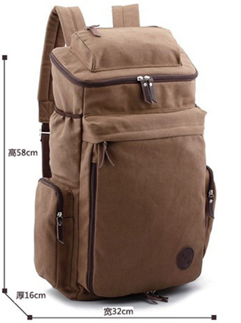 Vintage Waxed Canvas Camera Backpack — Professional Waterproof SLR Photography Bag — Scratch-Resistant Padded Laptop Case with Crazy Horse Leather Accents