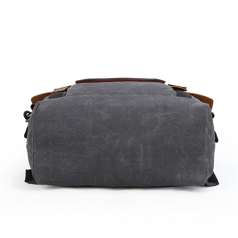 Professional Retro Batik Canvas Camera Backpack — Waterproof Anti-Theft SLR Photography Bag — Large Capacity Laptop & Drone Case with Genuine Leather Accents