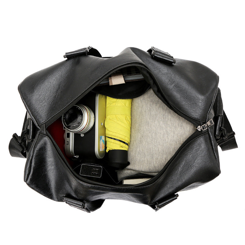 Water-Resistant PU Leather Travel Duffle Bag - Large Capacity Weekender for Yoga, Fitness, and Short-Distance Business Trips