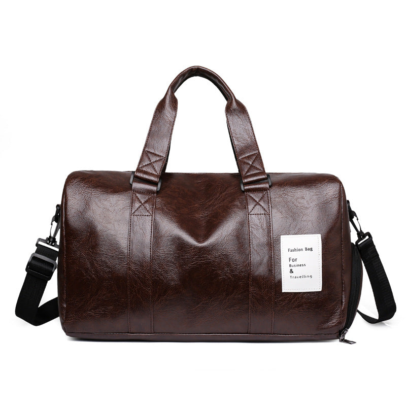 Water-Resistant PU Leather Travel Duffle Bag - Large Capacity Weekender for Yoga, Fitness, and Short-Distance Business Trips