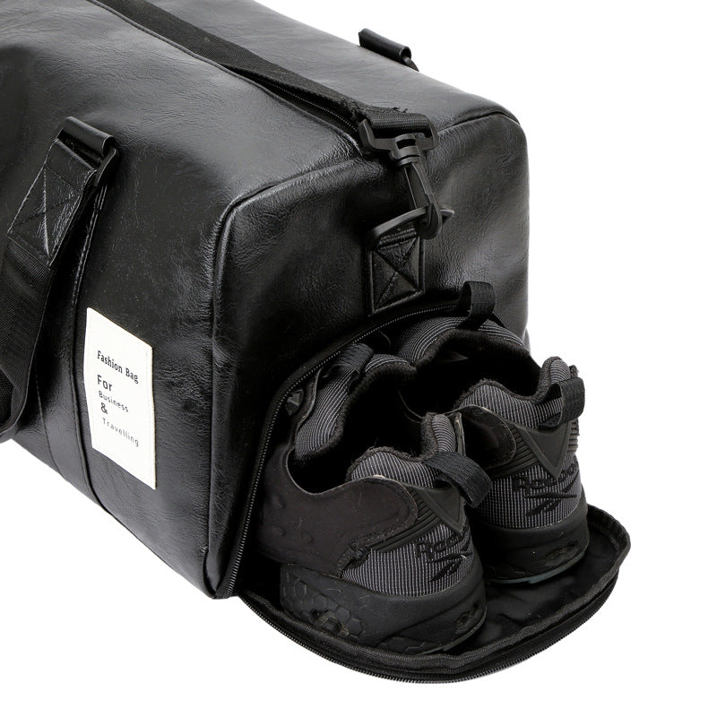 Water-Resistant PU Leather Travel Duffle Bag - Large Capacity Weekender for Yoga, Fitness, and Short-Distance Business Trips