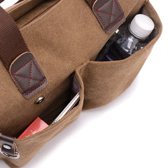 Premium Canvas Business Briefcase — Men's Casual 15.6" Laptop Bag — Multi-Functional Retro Shoulder & Crossbody Bag for Commuting & Office