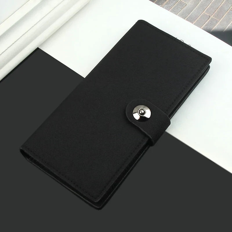 Men’s Ultra-Slim Long Wallet - Magnetic Buckle Card Holder & Phone Clutch - Minimalist Large Capacity Multi-Slot Purse for Students & Commuters