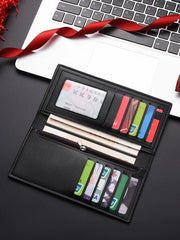 Men’s Ultra-Thin Long Wallet - Japanese & Korean Style Minimalist Card Holder - Retro Aesthetic Multi-Slot Travel Purse for Students & Trendsetters