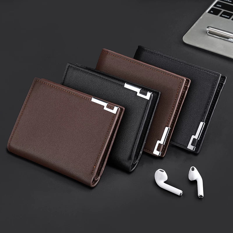 Carrken Elite Men's Short Wallet: Minimalist Multi-Functional Bifold with High-Capacity Card Slots for Students & Business