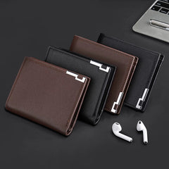 Carrken Elite Men's Short Wallet: Minimalist Multi-Functional Bifold with High-Capacity Card Slots for Students & Business