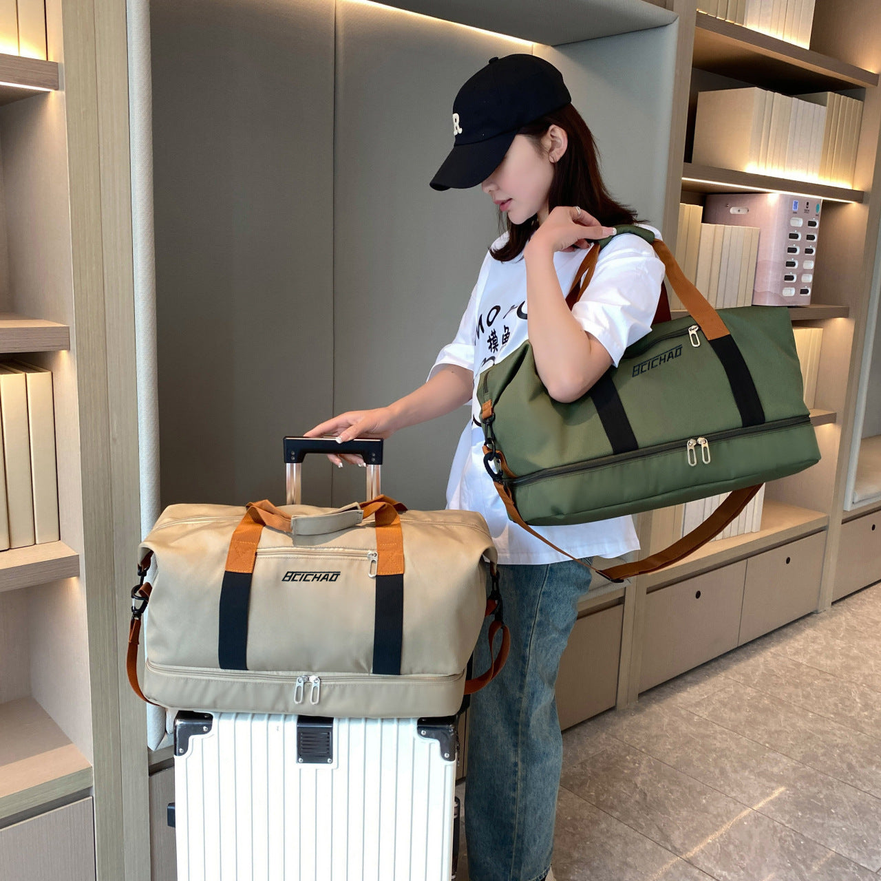 Water-Resistant Weekender Bag with Shoe Compartment - Large Capacity Travel Duffel for Business Trips, Gym, and Carry-On Boarding