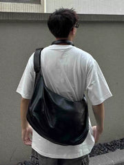 Minimalist Soft Leather Slouchy Hobo Bag Large Capacity Dumpling Tote Versatile Crossbody Shoulder Bag for Men and Women