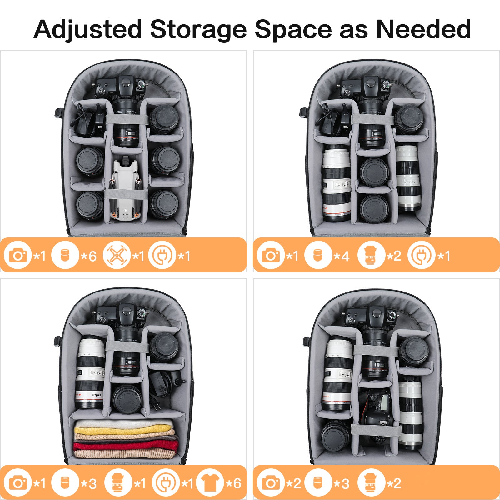 Professional Large Capacity Camera Backpack — Multi-Functional Drone and Laptop Bag — Water-Resistant Integrated Photography Pack for Outdoor Travel