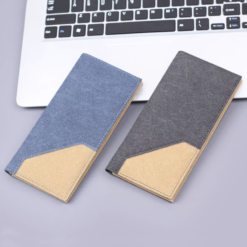 Men’s Ultra-Slim Long Wallet - All-In-One Multi-Layer Canvas Card Bag & Phone Clutch - Trendy Japanese Style Suit Organizer