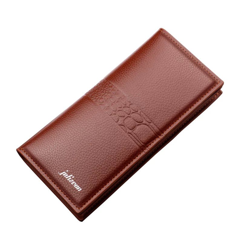 Men’s Long Leather Wallet - Large Capacity Zippered Phone Clutch & Multi-Card Organizer - Personalized Soft Leather Wallet with Secure Button Closure