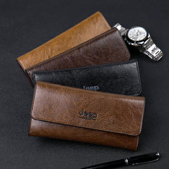 RFID Blocking Men's Long Wallet Slim Card Organizer Premium Textured Leather Travel Clutch for Business & Daily Use