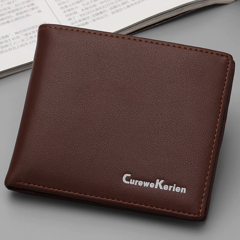 Slim Men's Bifold Wallet Cross-Grain Textured Card Organizer Minimalist Modern Pocket Wallet for Daily Use