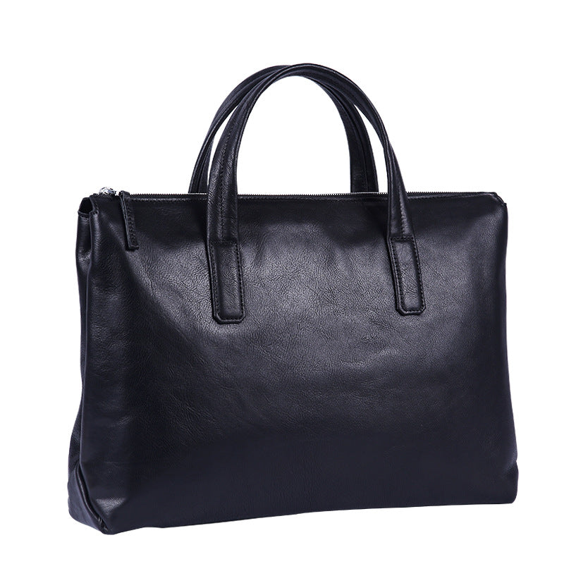 Premium First-Layer Cowhide Briefcase | Professional Full-Grain Leather Business Bag | Luxury Handheld Laptop Tote for 14" to 15.6" Notebooks