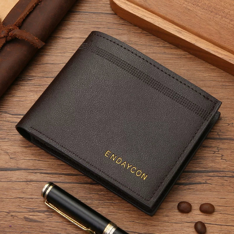 Minimalist Men's Bifold Wallet: Slim Horizontal Card Organizer in Premium Textured Finish for Business & Daily Use