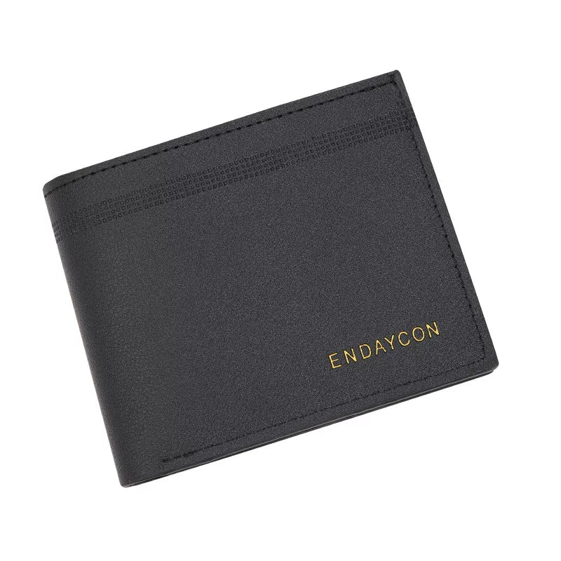 Minimalist Men's Bifold Wallet: Slim Horizontal Card Organizer in Premium Textured Finish for Business & Daily Use