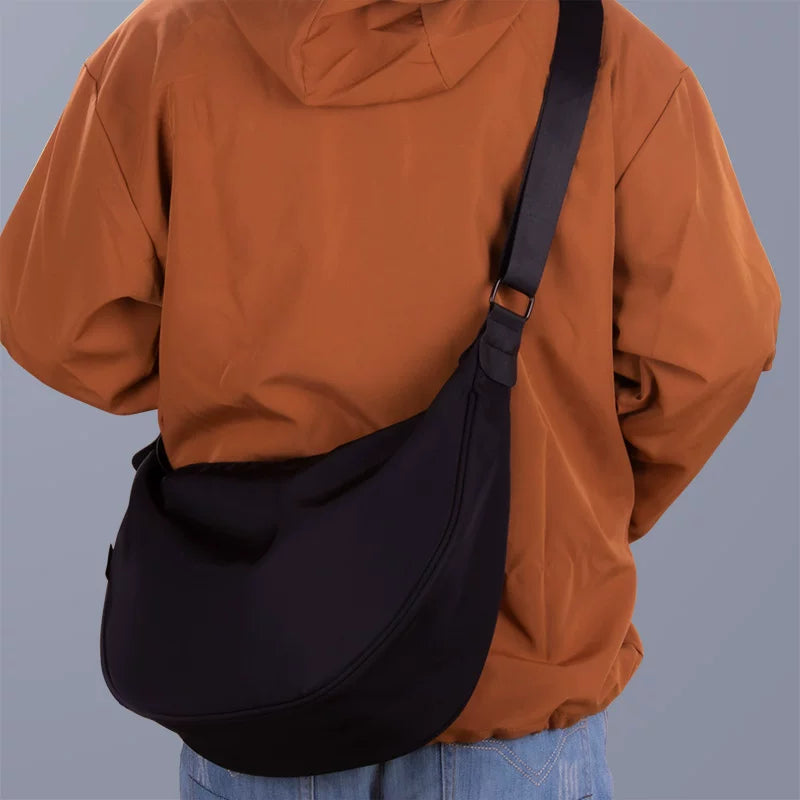 Large Capacity Oxford Cloth "Dumpling" Crossbody Bag - Minimalist Casual Shoulder Sling for Men & Boys