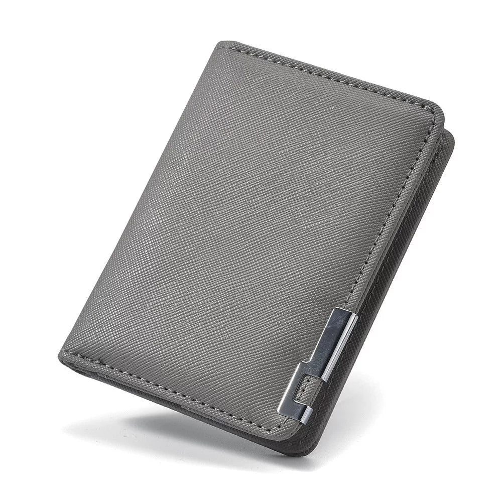 Elite Men's Saffiano Bifold: High-End Cross-Pattern Leather Card Holder with Multi-Slot Precision
