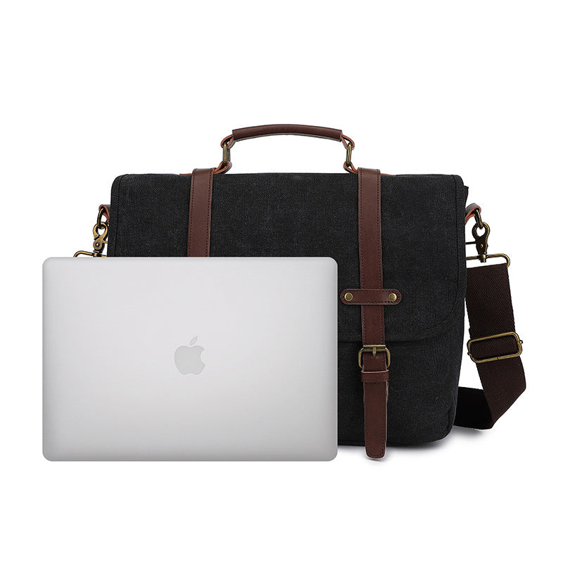 Vintage Heritage Canvas Messenger Bag — Retro Men's Satchel & Shoulder Bag — Water-Resistant 15.6" Laptop Briefcase for Commuting and Travel