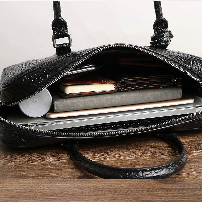 Crocodile Belly Pattern Men'S Classic Handbag Business Briefcase Large Capacity Men'S Bag Computer Bag Men'S Business Style