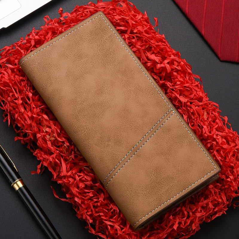 Men’s Ultra-Thin Long Wallet - Japanese & Korean Style Minimalist Card Holder - Retro Aesthetic Multi-Slot Travel Purse for Students & Trendsetters